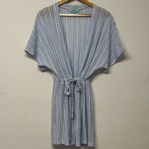 Aruba Blue Striped Coastal Swim Cover Up L